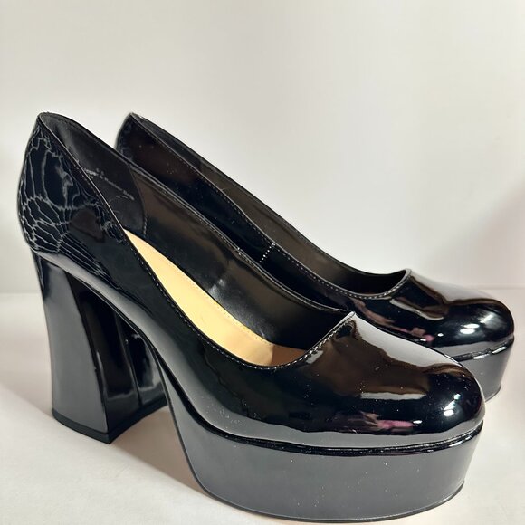 NWOT | s8.5 LuLus | Black | Patent Leather Platform Mary Janes - Picture 2 of 6
